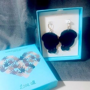Limited edition Christian Siriano New York love all line African lady earrings.